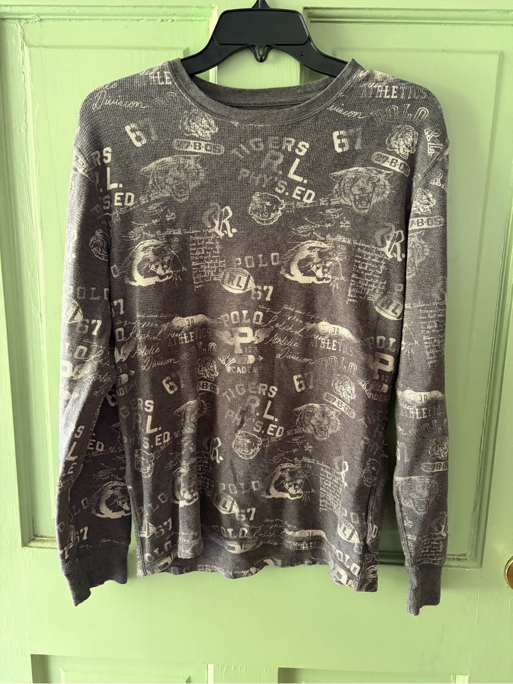 Polo Ralph Lauren collegiate Varsity Print Thermal Knit Shirt Men's medium
